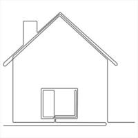 Continuous single line modern house art drawing vector style illustration