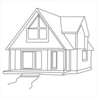 Continuous single line modern house art drawing vector style illustration