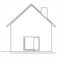 Continuous single line modern house art drawing vector style illustration