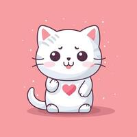 A cute cartoon different kitten illustration.Cute cat with love sign hand cartoon illustration. vector