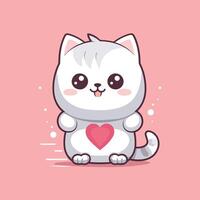 un linda dibujos animados diferente gatito ilustración.lindo gato con amor firmar mano dibujos animados ilustración. vector