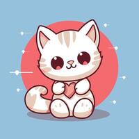 A cute cartoon different kitten illustration.Cute cat with holding heart hand cartoon illustration. vector