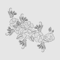 Free Vector graphical line art design of flower illustration for coloring page design