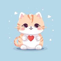 A cute cartoon different kitten illustration.Cute cat with love sign hand cartoon illustration. vector