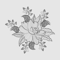 Free Vector graphical line art design of flower illustration for coloring page design