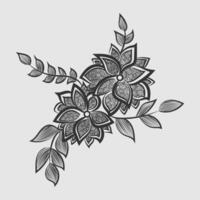 Free Vector graphical line art design of flower illustration for coloring page design