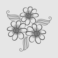 Free Vector graphical line art design of flower illustration for coloring page design