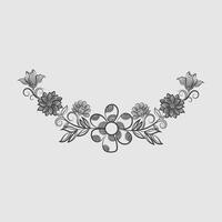 Hand draw floral flower outline illustration design vector