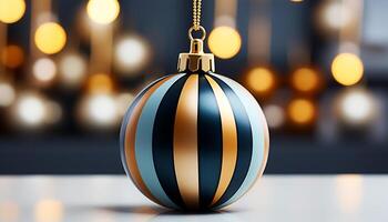 ai generado brillante oro ornamento decora Navidad árbol, esclarecedor invierno celebracion generado por ai foto