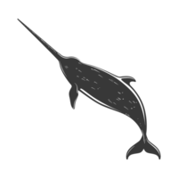 ai gegenereerd silhouet narwal dier zwart kleur enkel en alleen vol lichaam png