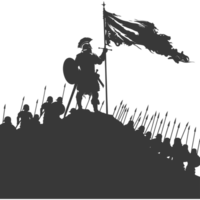 AI generated silhouette of a ancient war situation black color only png