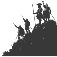 AI generated silhouette of a ancient war situation black color only png