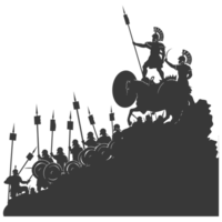 AI generated silhouette of a ancient war situation black color only png