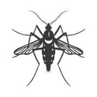 AI generated Silhouette mosquito animal black color only full body png