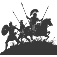 AI generated silhouette of a ancient war situation black color only png