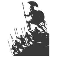 AI generated silhouette of a ancient war situation black color only png