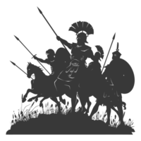 AI generated silhouette of a ancient war situation black color only png