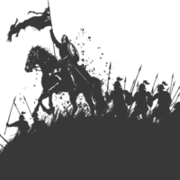 AI generated silhouette of a ancient war situation black color only png