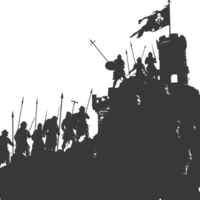 AI generated silhouette of a ancient war situation black color only png