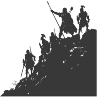 AI generated silhouette of a ancient war situation black color only png