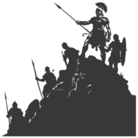 AI generated silhouette of a ancient war situation black color only png