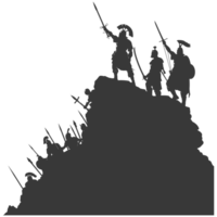 AI generated silhouette of a ancient war situation black color only png