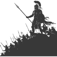 AI generated silhouette of a ancient war situation black color only png