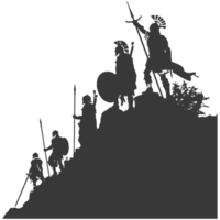 AI generated silhouette of a ancient war situation black color only png