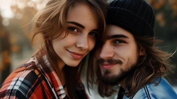 AI generated Man and Woman Posed for Picture. Generative AI. photo