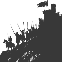 AI generated silhouette of a ancient war situation black color only png