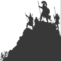 AI generated silhouette of a ancient war situation black color only png