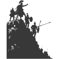 AI generated silhouette of a ancient war situation black color only png