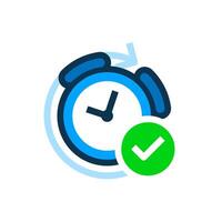 recordatorio alarma es conjunto exitosamente, hora gestionar concepto ilustración plano diseño vector. sencillo moderno gráfico elemento para aterrizaje página ui, infografía, icono vector