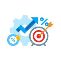 performance analytics, productivity target improvement concept illustration flat design vector. simple modern graphic element for landing page ui, infographic, icon vector