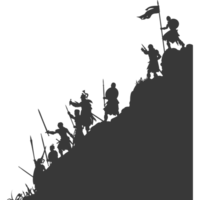 AI generated silhouette of a ancient war situation black color only png