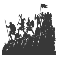 AI generated silhouette of a ancient war situation black color only png