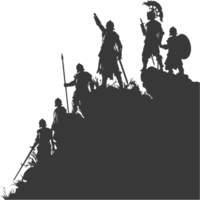 AI generated silhouette of a ancient war situation black color only png