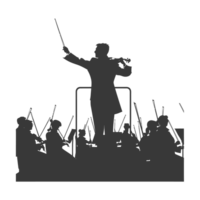 AI generated Silhouette orchestra conductor in action black color only png