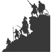 AI generated silhouette of a ancient war situation black color only png