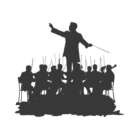 AI generated Silhouette orchestra conductor in action black color only png