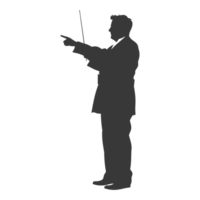 AI generated Silhouette orchestra conductor in action black color only png