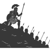 AI generated silhouette of a ancient war situation black color only png