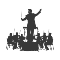 ai gegenereerd silhouet orkest geleider in actie zwart kleur enkel en alleen png