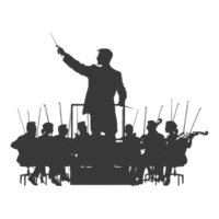 AI generated Silhouette orchestra conductor in action black color only png