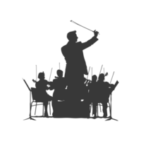 AI generated Silhouette orchestra conductor in action black color only png