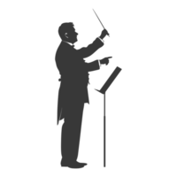 ai généré silhouette orchestre conducteur dans action noir Couleur seulement png