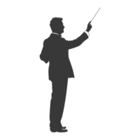 AI generated Silhouette orchestra conductor in action black color only png