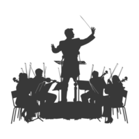 ai généré silhouette orchestre conducteur dans action noir Couleur seulement png