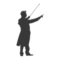 AI generated Silhouette orchestra conductor in action black color only png