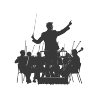 AI generated Silhouette orchestra conductor in action black color only png